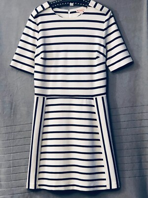NEW Brooks Brothers Red Fleece Sz L Knit Dress Short Sleeve White/Navy  Striped | eBay
