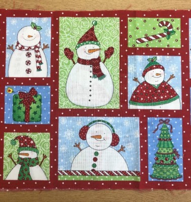 Timeless Treasures - Schneemann Weihnachten Etiketten - Basteln - Karten basteln 100% Baumwolle