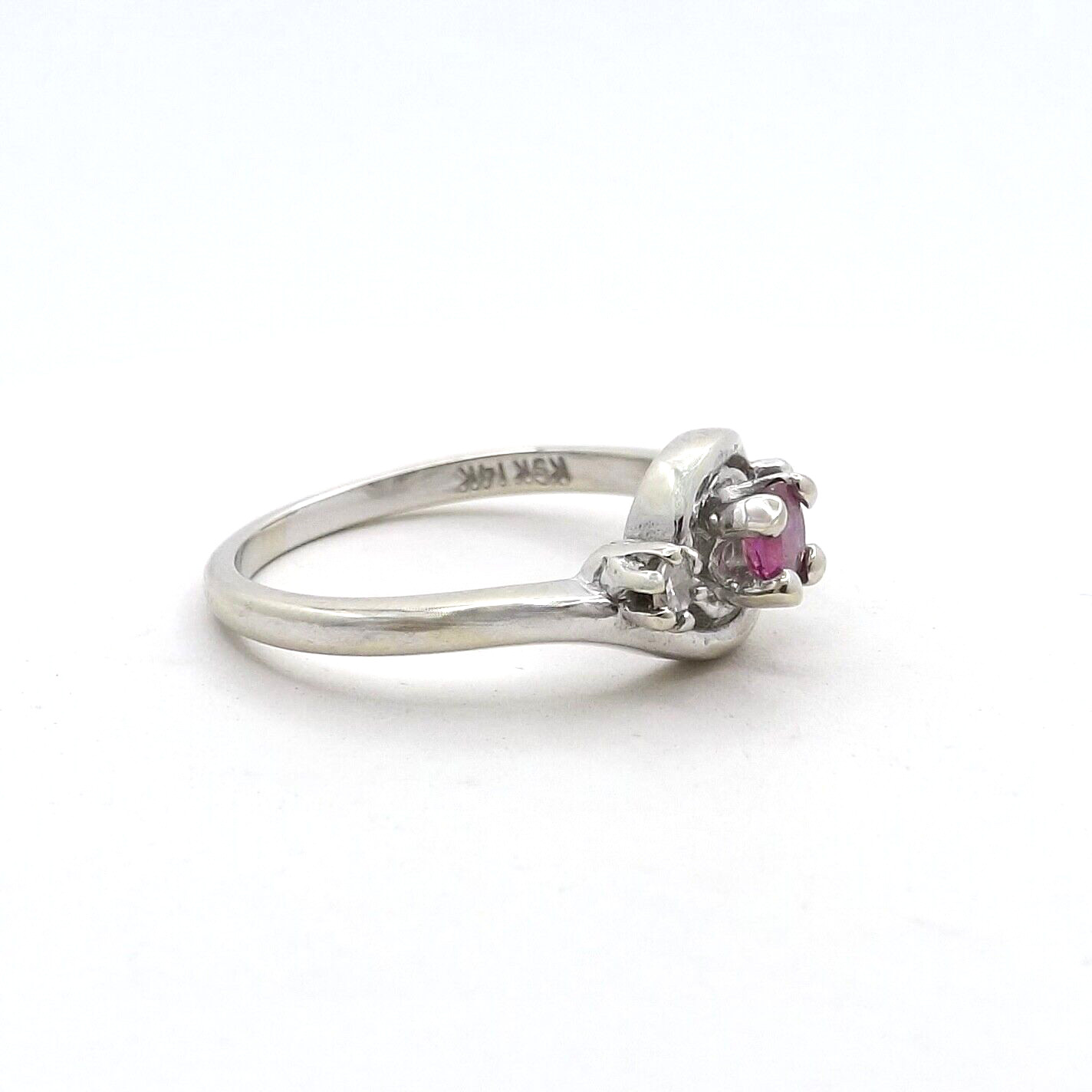 14k White Gold Ruby Diamond Infinity Ring Kritzer… - image 2
