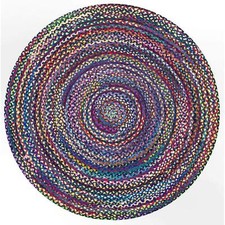 Rug Cotton Chindi Multi Round Handmade Style Rug Reversible Braided Rustic Look