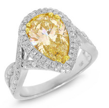 3.22CT Pear Citrine Fancy Cubic Zirconia Women's Beautiful Ring In 935 Silver