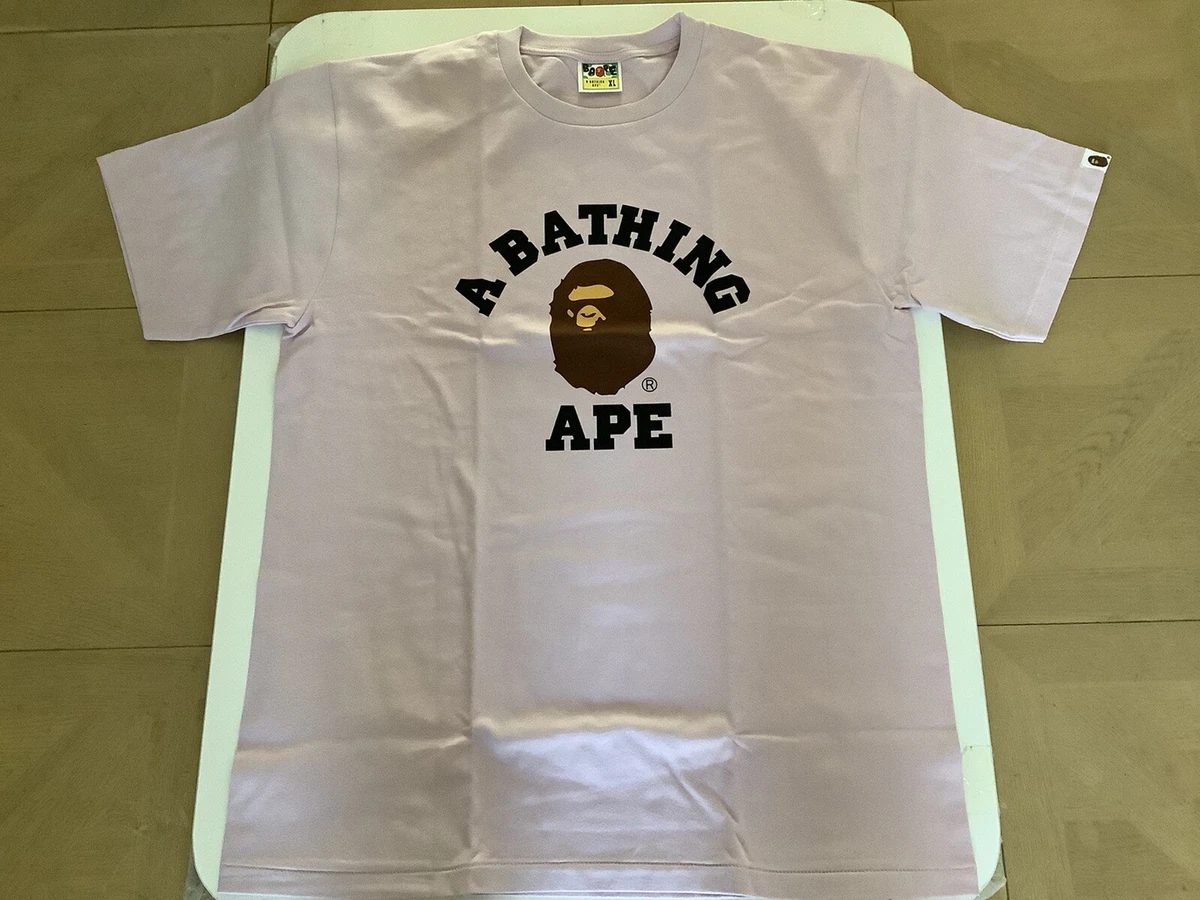 AUTHENTIC A BATHING APE BAPE PIGMENT COLLEGE TEE T SHIRT PURPLE XL