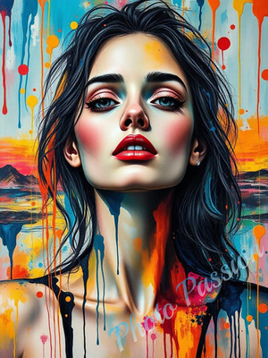 A4 Foto Portrait Frau Street Art Modern Poster Kunstdruck (4036)