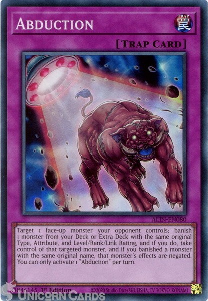 ALIN-EN080 Abduction : Super Rare 1st Edition Mint YuGiOh Card