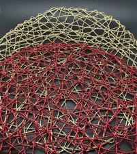 Kashi Home Holiday Decorative Woven Metallic Foil Shining Placemats-8