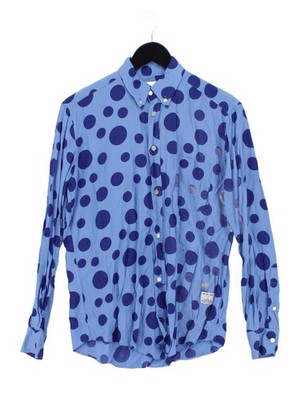 MKI MIYUKI ZOKU Herren Hemd S blau gepunktet 100% Leinen Basic