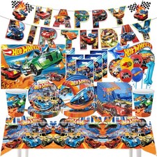 Hot Wheels Birthday Party Decoration Paper Tableware Balloons Kit Cups Plate Tab