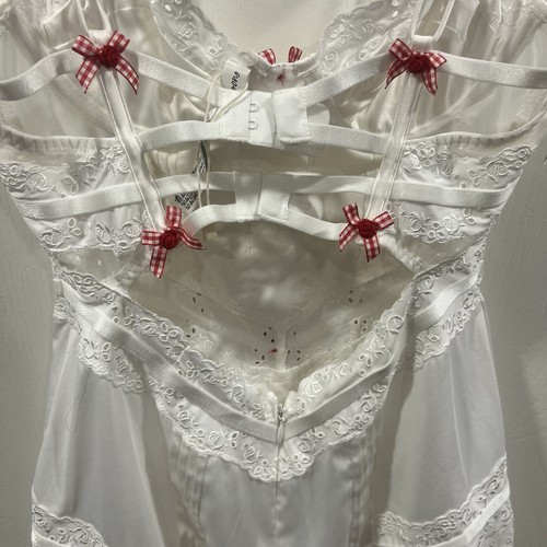 For Love & Lemons Martha Mini Slip Dress White Corset Eyelet Ruffle XS Bridal - 第 10/12 張圖片
