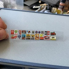 1/64 Scale Garage Diorama Stickers – 22 Mini Signs, Posters, Wall Decals