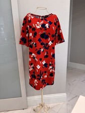 Banana Republic Women's Size 4 Orange Floral Short Sleeve MIDI Dress