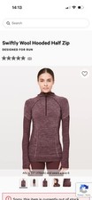 Lululemon Swiftly Wool 1/2 Zip Hooded  Burgundy White Marl | Size UK 12 |