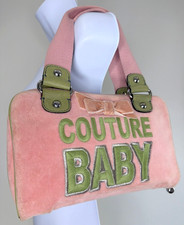 De colección Y2K Juicy Couture Bebé Rosa y Verde Terciopelo Bolsa Pañales Estuche Cartera 10x6"