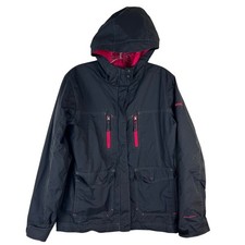 Columbia Girls Rain Jacket Size 14/16 Black Hooded Waterproof - Shell Only