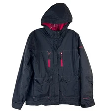 Columbia Girls Rain Jacket Size 14/16 Black Hooded Waterproof - Shell Only