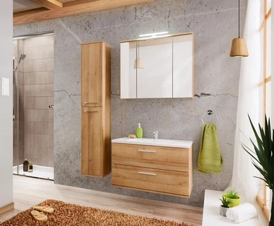 Design Badezimmer Möbel Bad Set Garnitur Schrank Waschbecken Beleuchtung 3 tlg. - Bild 1 von 4
