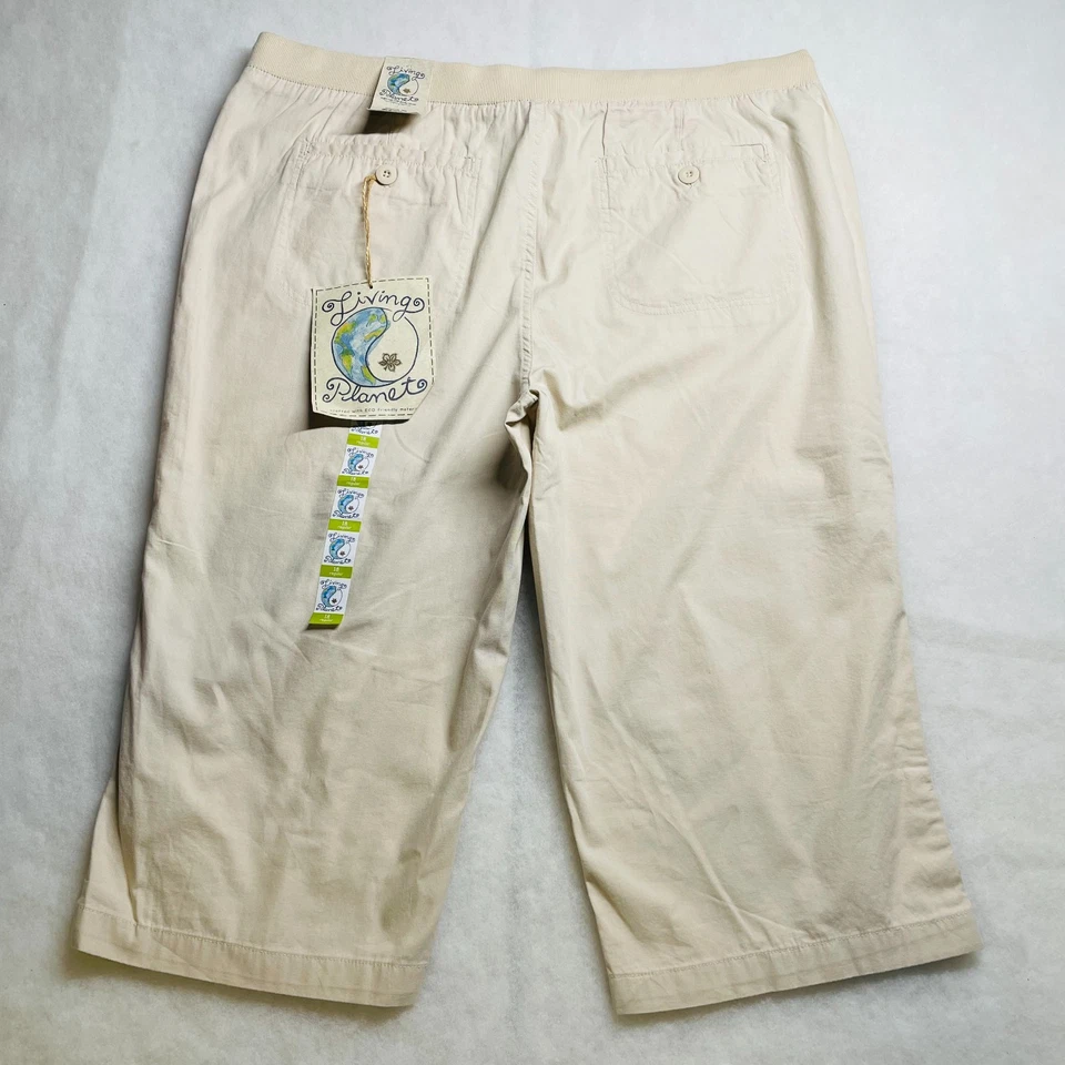 NWT Living Planet Womens Beige Flat Front Straight Leg Cropped Pants Size 18 - Image 2 of 4