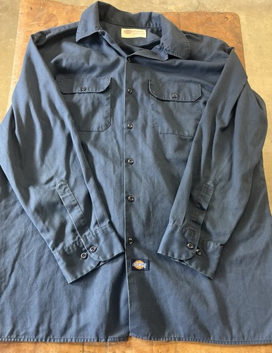 Dickies, Vintage Dickies Blue Work Shirt XL Long Sleeve Button Front