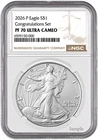 Pre - 2026 P Silver American Eagle S$1 Congratulations NGC PF70 Ultra Cameo