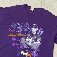 VTG Chase Authentics Denny Hamlin FedEx NASCAR T-Shirt Mens XXL Purple Rookie 06