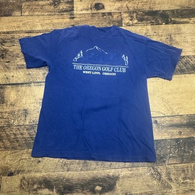 The Oregon Golf Club West Linn Oregon Graphic T Shirt Mens Large Blue  Beefy