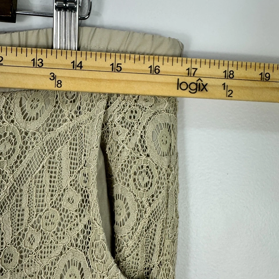 Chico’s Pants 2 Beige Crochet Lace Wide Leg Boho Coastal Resort Festival Large - Image 4 of 4