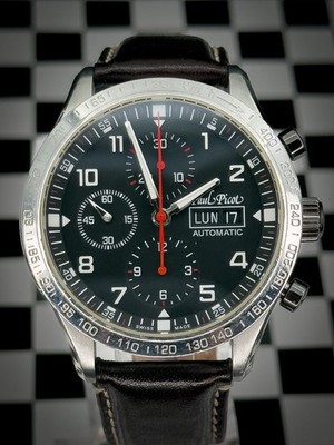 Paul Picot Gentleman Chronograph Automatic P2127   Swiss Pilot Watch Day/Date