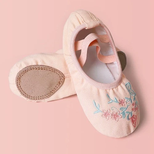 Girls Ballet Shoes Embroider Kids Dance Slippers Dancing Pink Dancing Shoes - Image 3 of 4