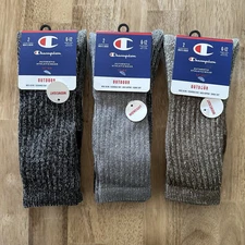 Champion Cushioned Crew Socks Wool Blend 6 Pairs Mens Size 6-12 Outdoor Hiking