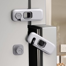5 Pack Child Proof Refrigerator Lock Safety Latch for Cabinets Oven Doors Grey