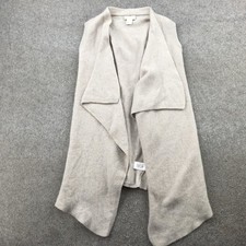 St Tropez West Sweater Vest Womens XS Beige 100 Cashmere Open Front Draped