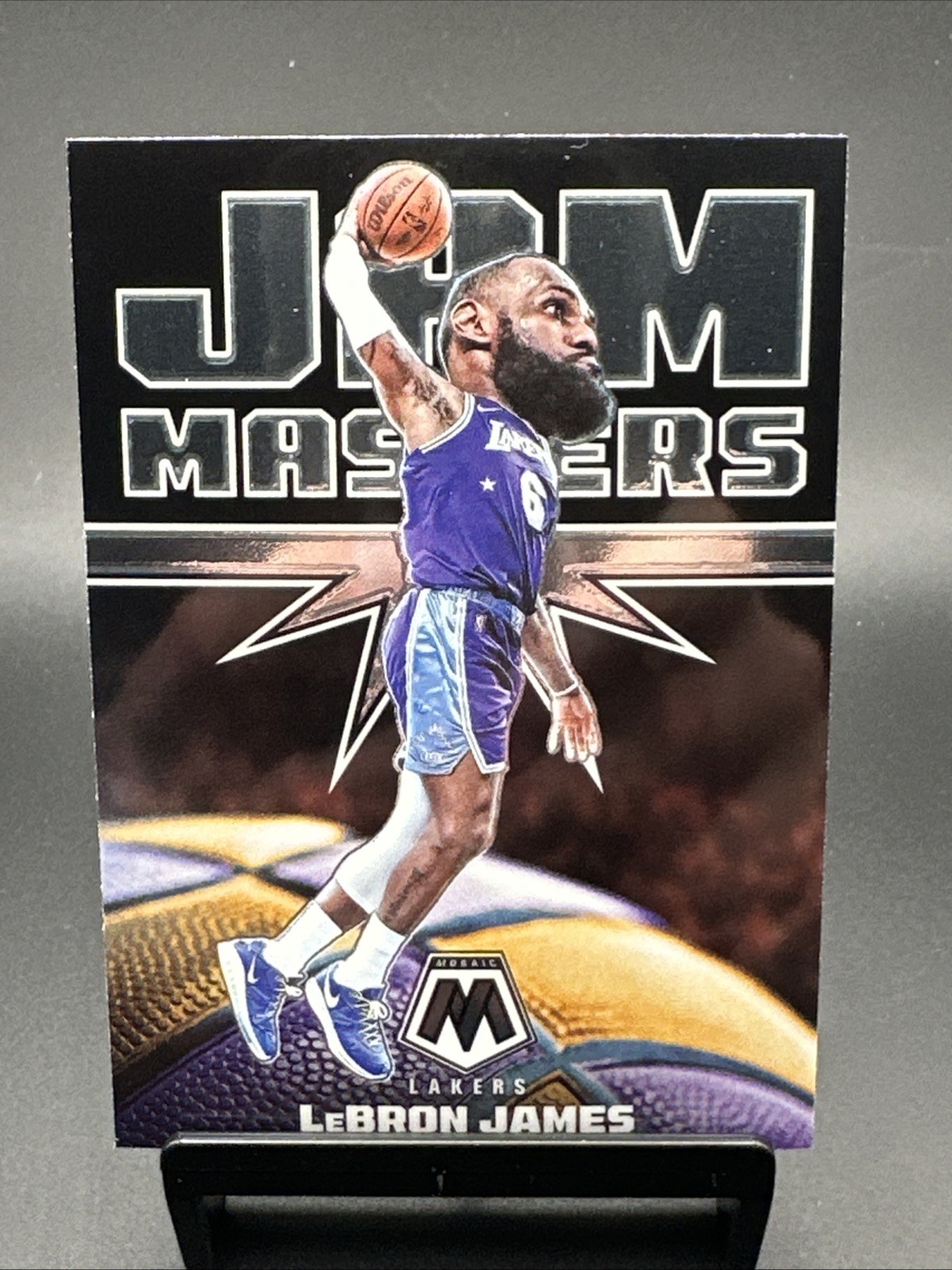 Lebron James #1 Basketball Cards 2021 Panini Mosaic Jam Masters trading card — raw and PSA graded price guide