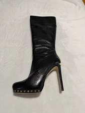 Michael Kors Ailee Black Leather Studded Tall Boot Size 8M