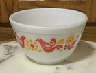 Vintage Pyrex Friendship Birds 1 1/2 Pt Bowl 401 - Red & Orange Birds & Flowers