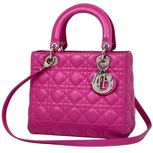 Christian Dior Lady Dior 2WAY Hand Bag leather Pink Women