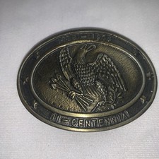 Vintage Bi-Centennial 1776-1976 Bronze Brass Tone Oval Belt Buckle Eagle America