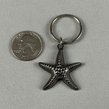 Starfish Ocean Sea Small Gunmetal Gray Tone Metal Charm Keychain Key Ring 54843