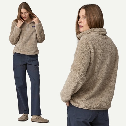 Patagonia Sweater Womens Medium Tan Los Gatos 1/4 Zip High Pile Fleece Outdoor - Picture 2 of 11