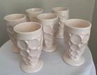 Vintage Jeanette PINK Milk Glass Thumbprint Juice Glasses, Set of 6