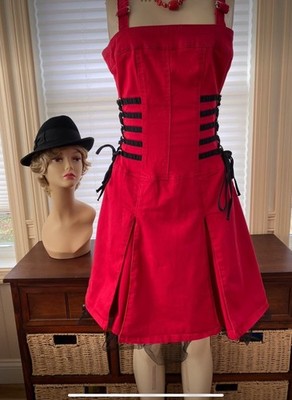 Vintage Tripp NYC Red w/Black Accents -Corset Dress w/tulle Punk/Goth-size L