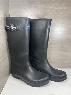 Pendleton Rubber Rain Boots Women's 7 Tall Black Wellies Galoshes Gumboots