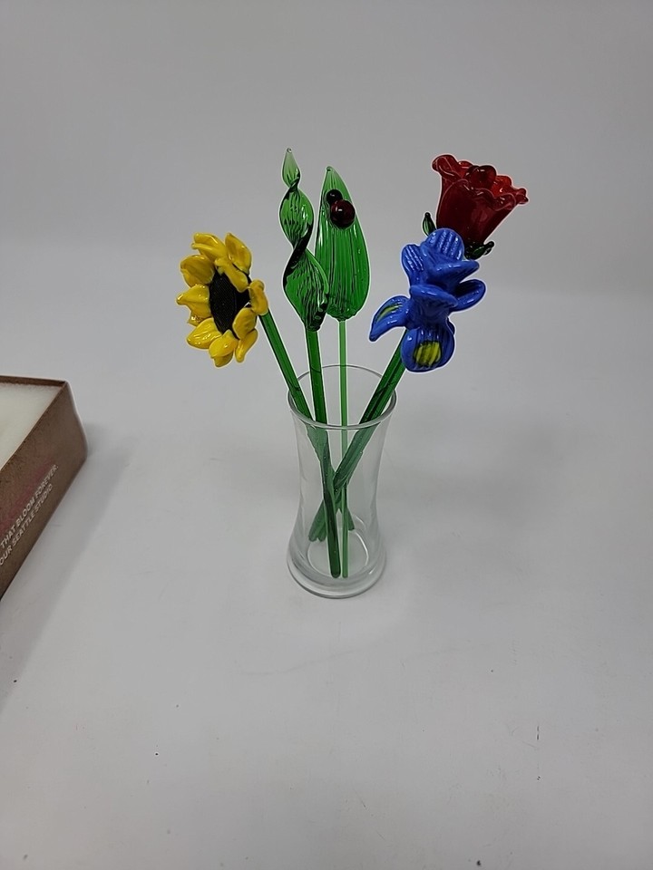 Window Box Greetings Glass Flowers That Bloom Forever IRISES LADYBUG