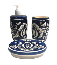3-piece Glazed Ceramic Bathroom Accessory Set, Open Box