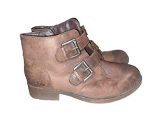 B.O.C. Born Concepts CAYUGA ANKLE BOOTS ZIP SIDES WOMENS 6M Z20423 BROWN