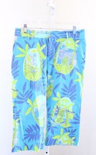 Vtg Lilly Pulitzer Blue Novelty Frog Print Capri Pants Capris Size 4 Palm Tree
