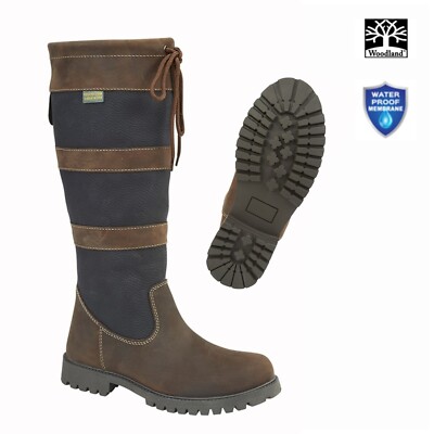 Woodland L279 Damen Langbein Wachsleder Zum Überziehen Country Winterstiefel