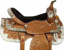 WILDRACE Silver Premium Genuine Cowhide Leather Western Pleasure Show Saddle