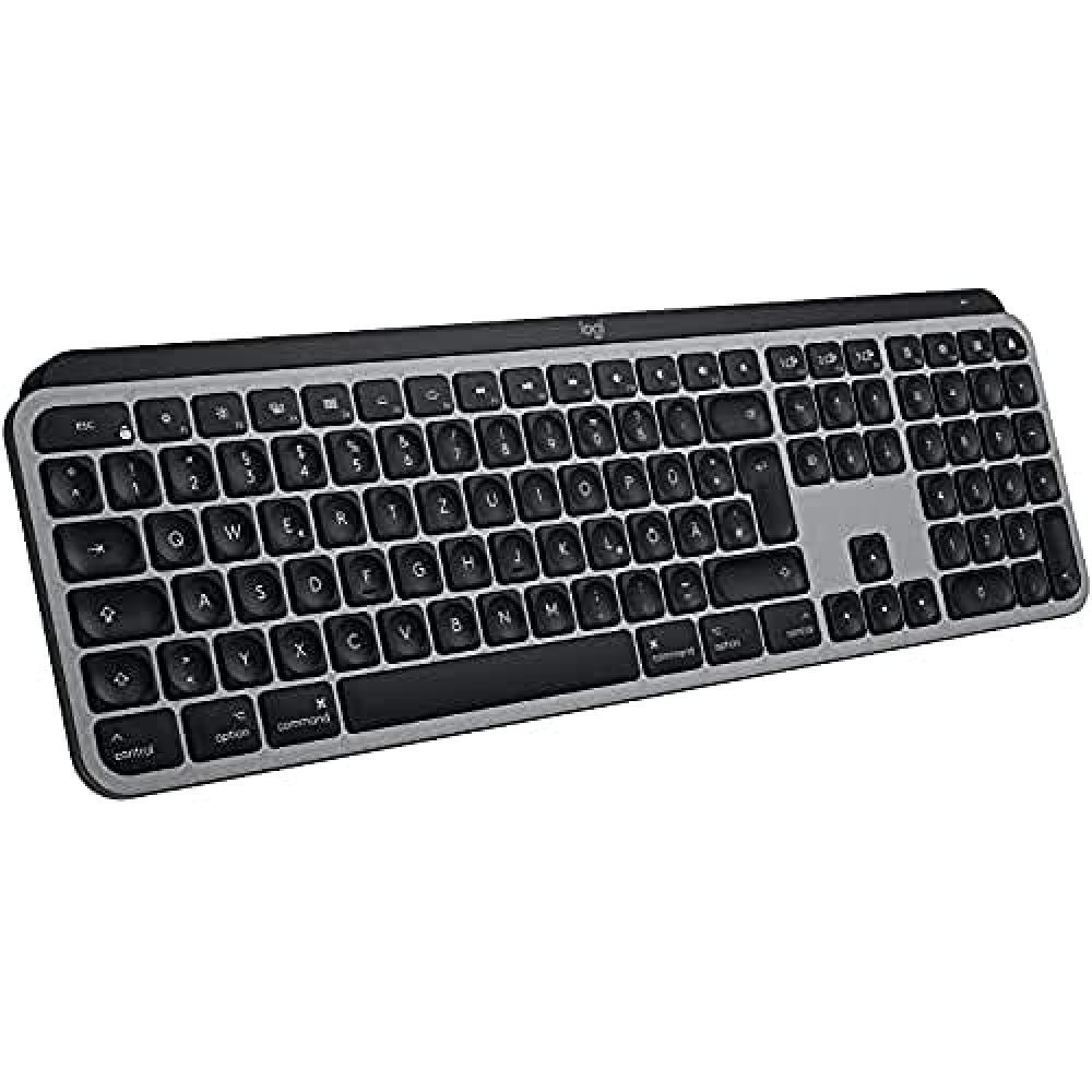 Logitech MX Keys for Mac - Tastiera wireless avanzata illuminata, Layout Tedesco