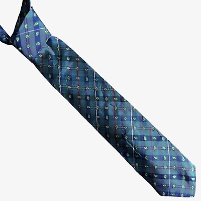 Vintage 90er Robert Talbott Best Of Class Nordstrom Paisley Tartan grüne Seidenkrawatte