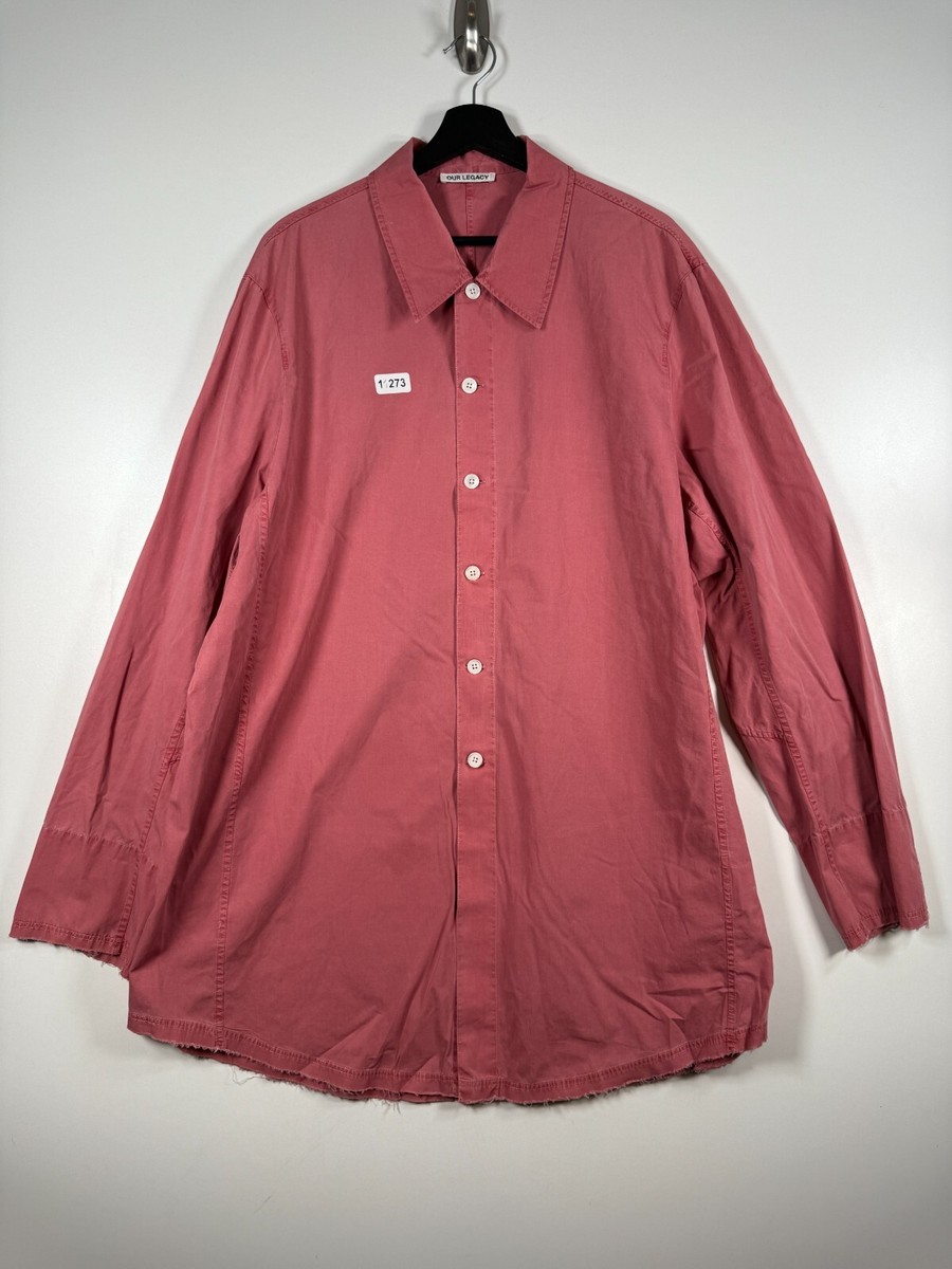 Our Legacy Mens Button Up Big Welding Shirt Poplin Raw Hems