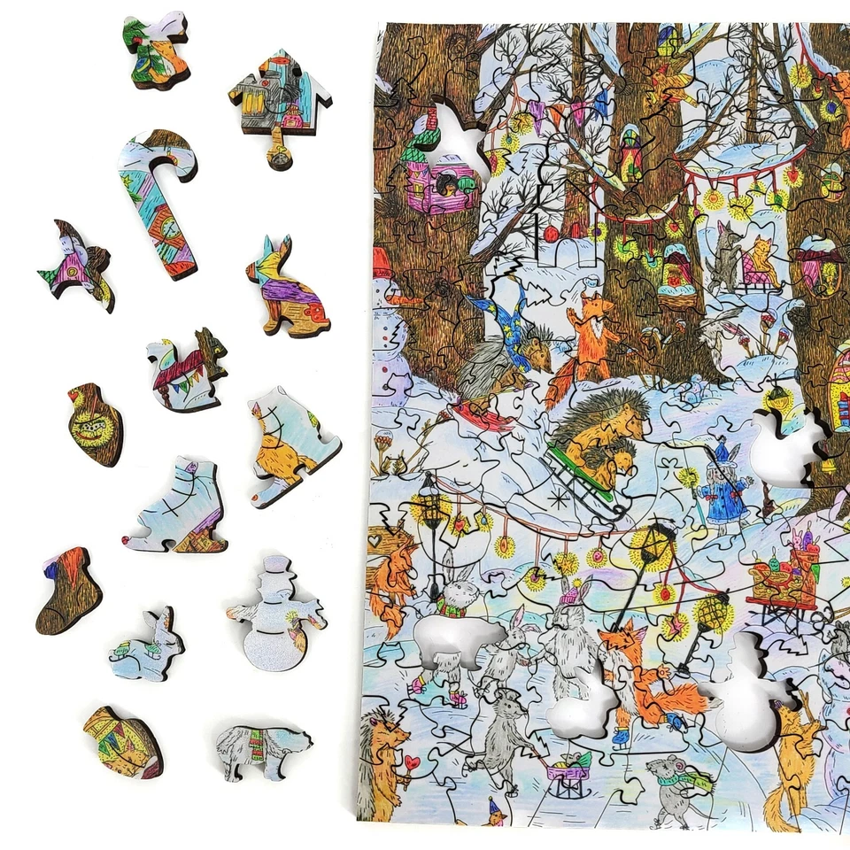 Wooden Jigsaw Puzzle for Adults by FoxSmartBox -245 pieces- Fairy Forest. Winter - Image 2 of 4